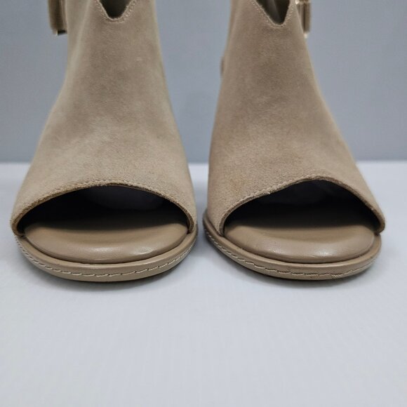 Vince Camuto Fareena Ankle Bootie Womens 11 Tan Leather Peep Toe Block Heel - Picture 6 of 14